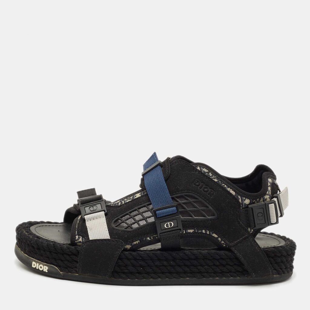 Dior Tricolor Jacquard Atlas Slingback Sandals Size 41