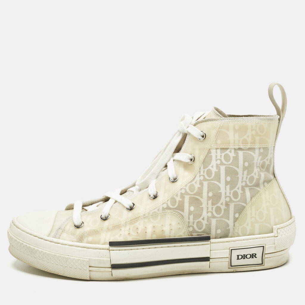 Dior White Oblique Mesh and Rubber B23 Sneakers Size 42 Dior White Oblique Mesh and Rubber B23 Sneakers Size 42
