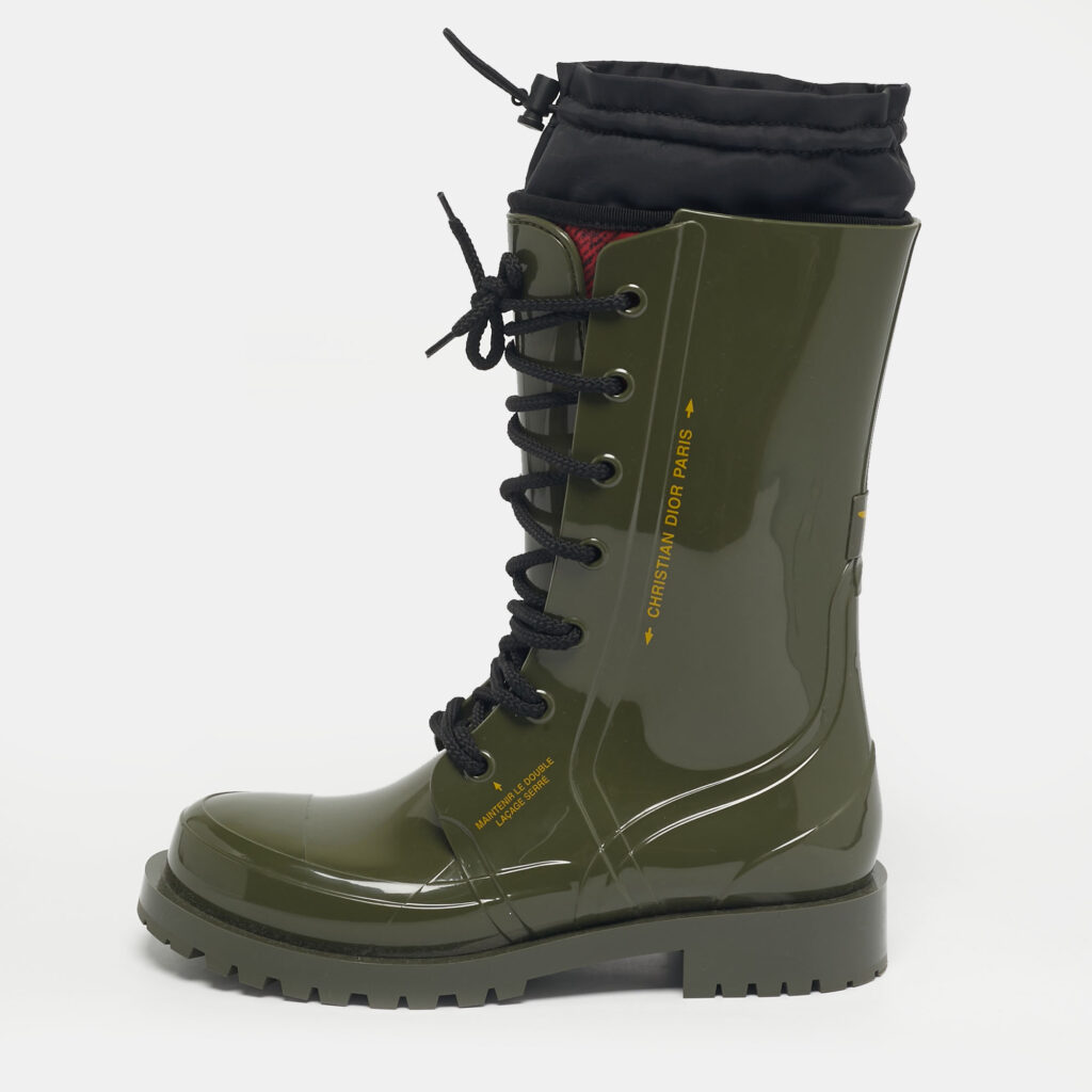 Dior Green Rubber Dior Camp Rain Boots Size 39 Dior Green Rubber Dior Camp Rain Boots Size 39