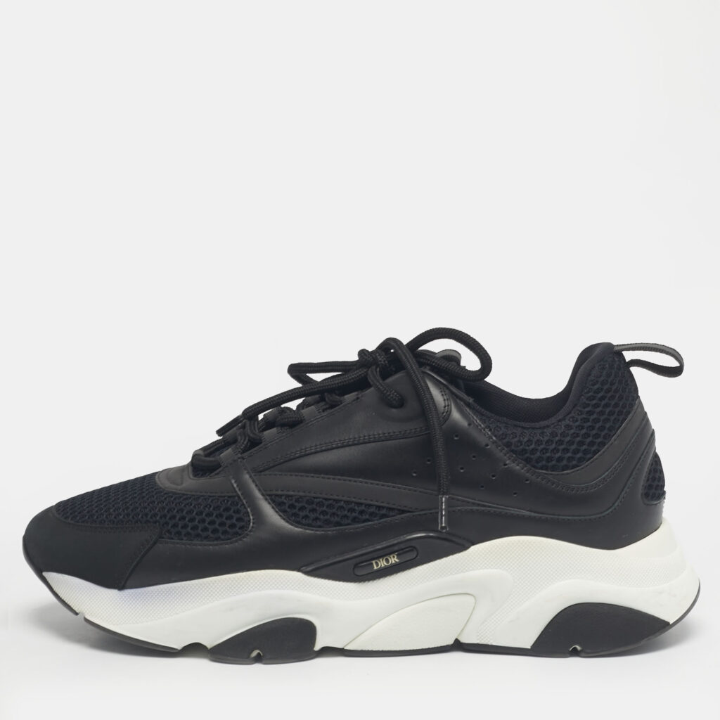 Dior Black Leather and Mesh B22 Lace Up Sneakers Size 44 Dior Black Leather and Mesh B22 Lace Up Sneakers Size 44