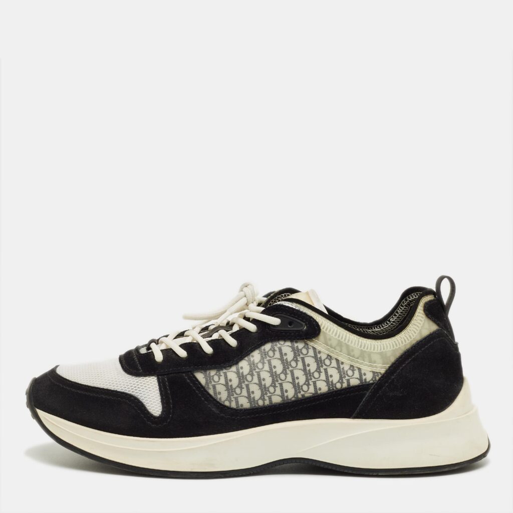 Dior Black/White Suede and Oblique Mesh Runner B25 Lace Up Sneakers Size 46 Dior Black/White Suede and Oblique Mesh Runner B25 Lace Up Sneakers Size 46