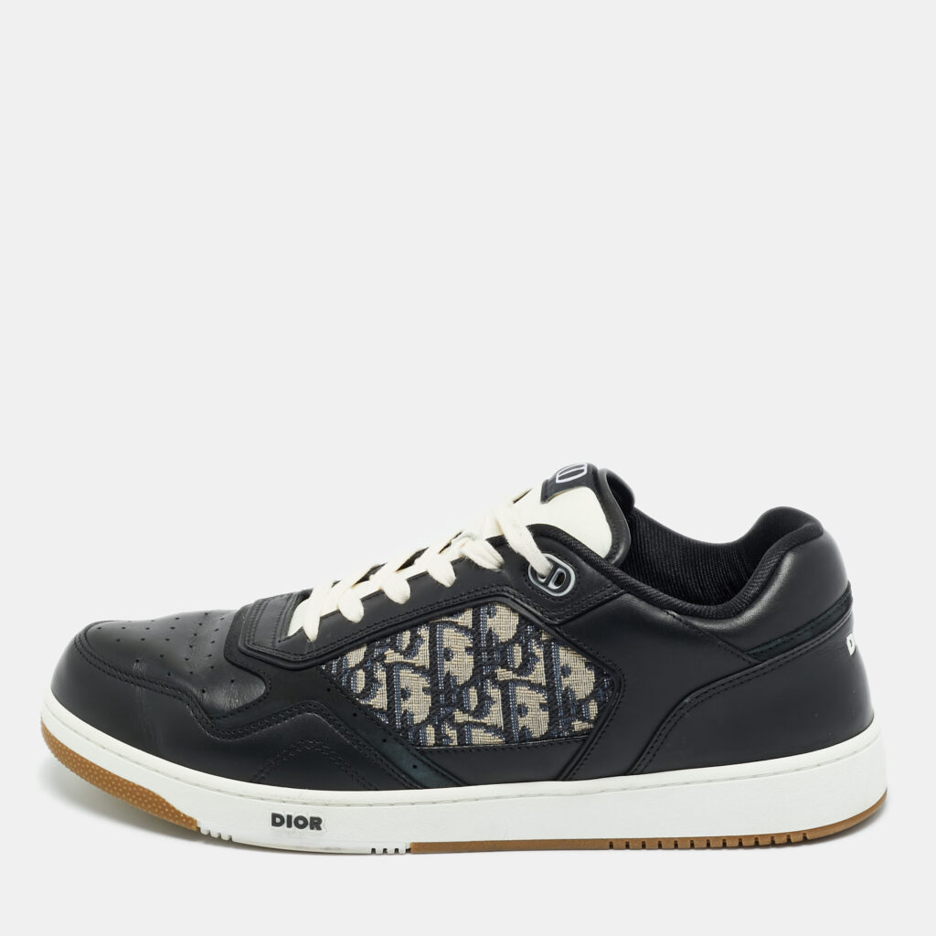 Dior Black Jacquard and Leather b27 Lace Up Sneakers Size 46 Dior Black Jacquard and Leather b27 Lace Up Sneakers Size 46