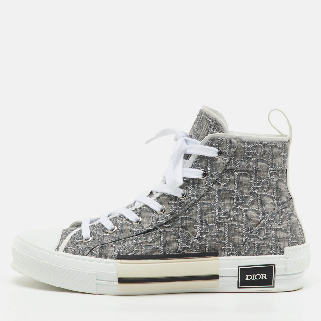 Dior Grey/White Oblique Jacquard B23 High Top Sneakers Size 42 Dior Grey/White Oblique Jacquard B23 High Top Sneakers Size 42