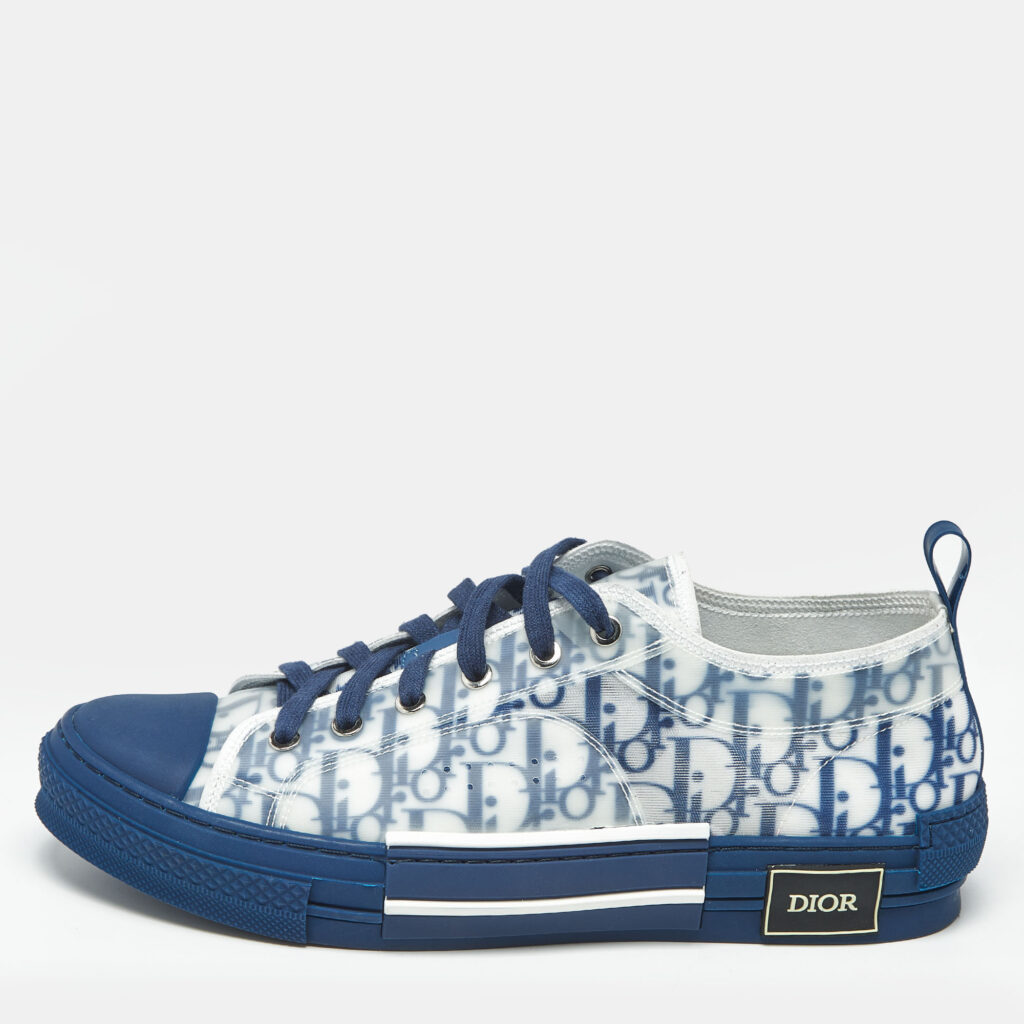 luxury-men-dior-used-shoes-p1234557-007-1.jpg Dior Blue Mesh and PVC B23 Lace Up Sneakers Size 45