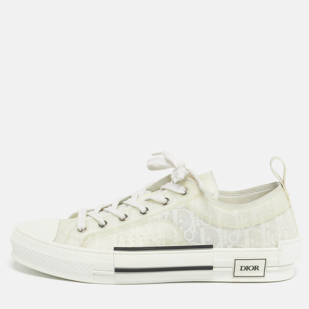 luxury-men-dior-used-shoes-p1241187-010.jpg Dior White Oblique Mesh and Rubber B23 Sneakers Size 45
