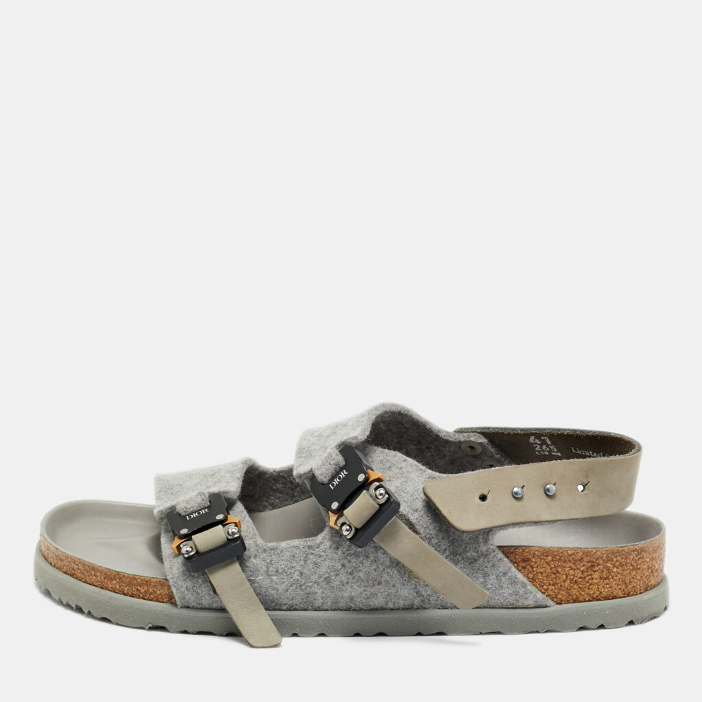 Dior Grey Leather and Wool Milano Slingback Sandals Size 41 Dior Grey Leather and Wool Milano Slingback Sandals Size 41