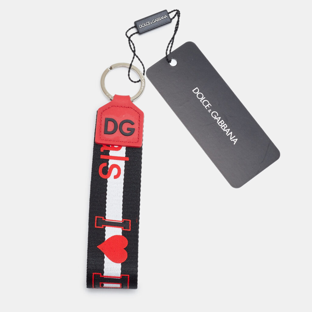 Dolce & Gabbana Black/Red Fabric DG Millennials Key Holder Dolce & Gabbana Black/Red Fabric DG Millennials Key Holder