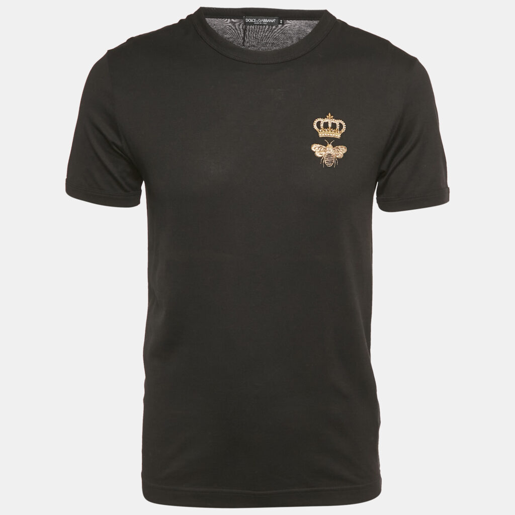 Dolce & Gabbana Black Crown Embroidered Jersey T-Shirt XS Dolce & Gabbana Black Crown Embroidered Jersey T-Shirt XS