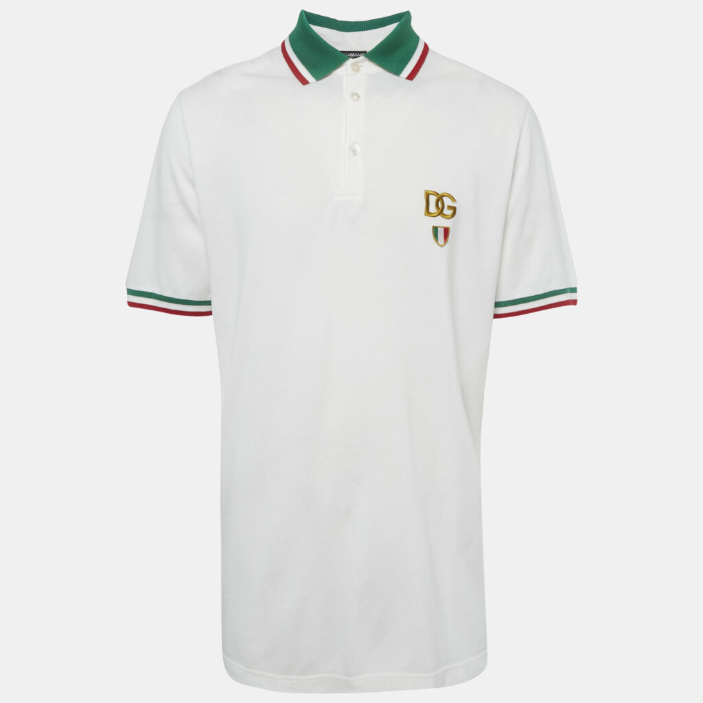 Dolce & Gabbana White Logo Embroidered Pique Polo T-Shirt XXL Dolce & Gabbana White Logo Embroidered Pique Polo T-Shirt XXL