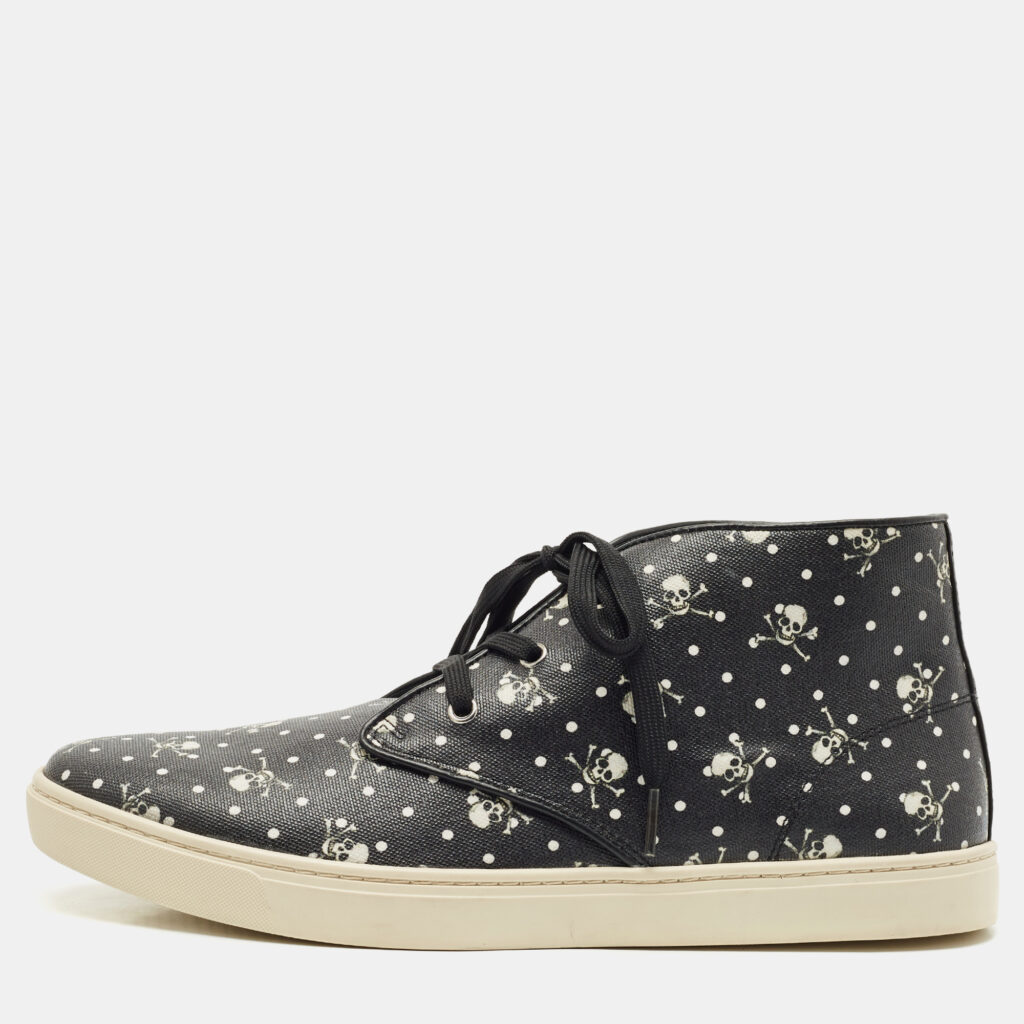 Dolce & Gabbana Black Coated Canvas Skeleton LDN High Top Sneakers Size 44 Dolce & Gabbana Black Coated Canvas Skeleton LDN High Top Sneakers Size 44