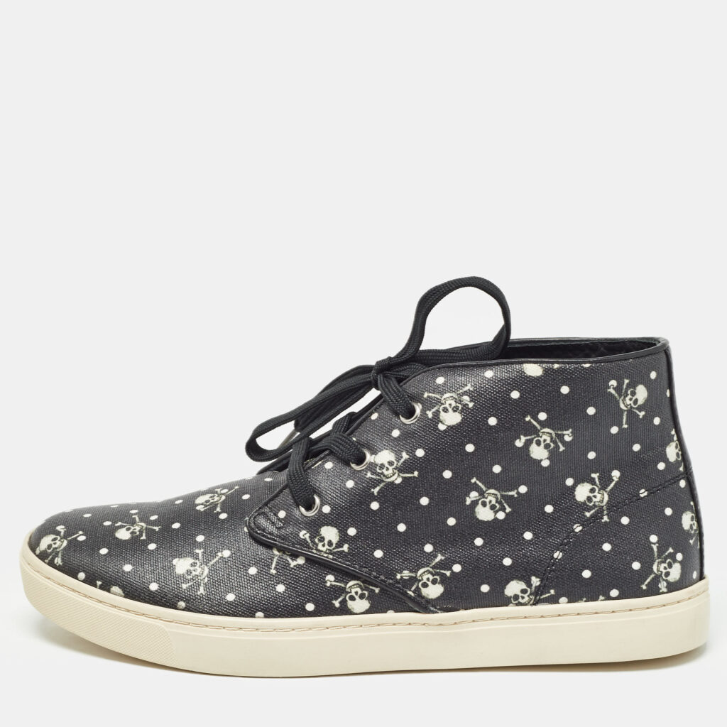 Dolce & Gabbana Black Skull and Cross Bone Print Canvas High Top Sneakers Size 41 Dolce & Gabbana Black Skull and Cross Bone Print Canvas High Top Sneakers Size 41