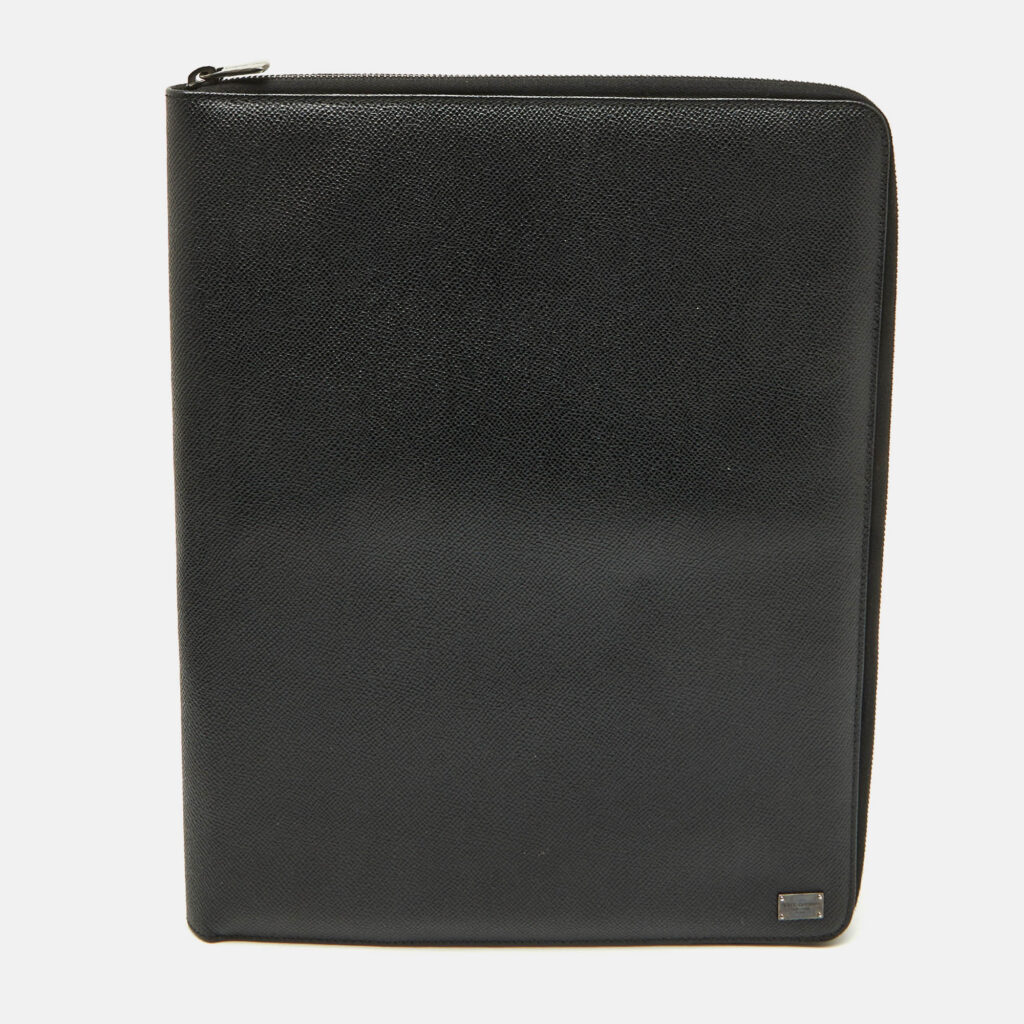 Dolce & Gabbana Black Leather Business Agenda Organizer