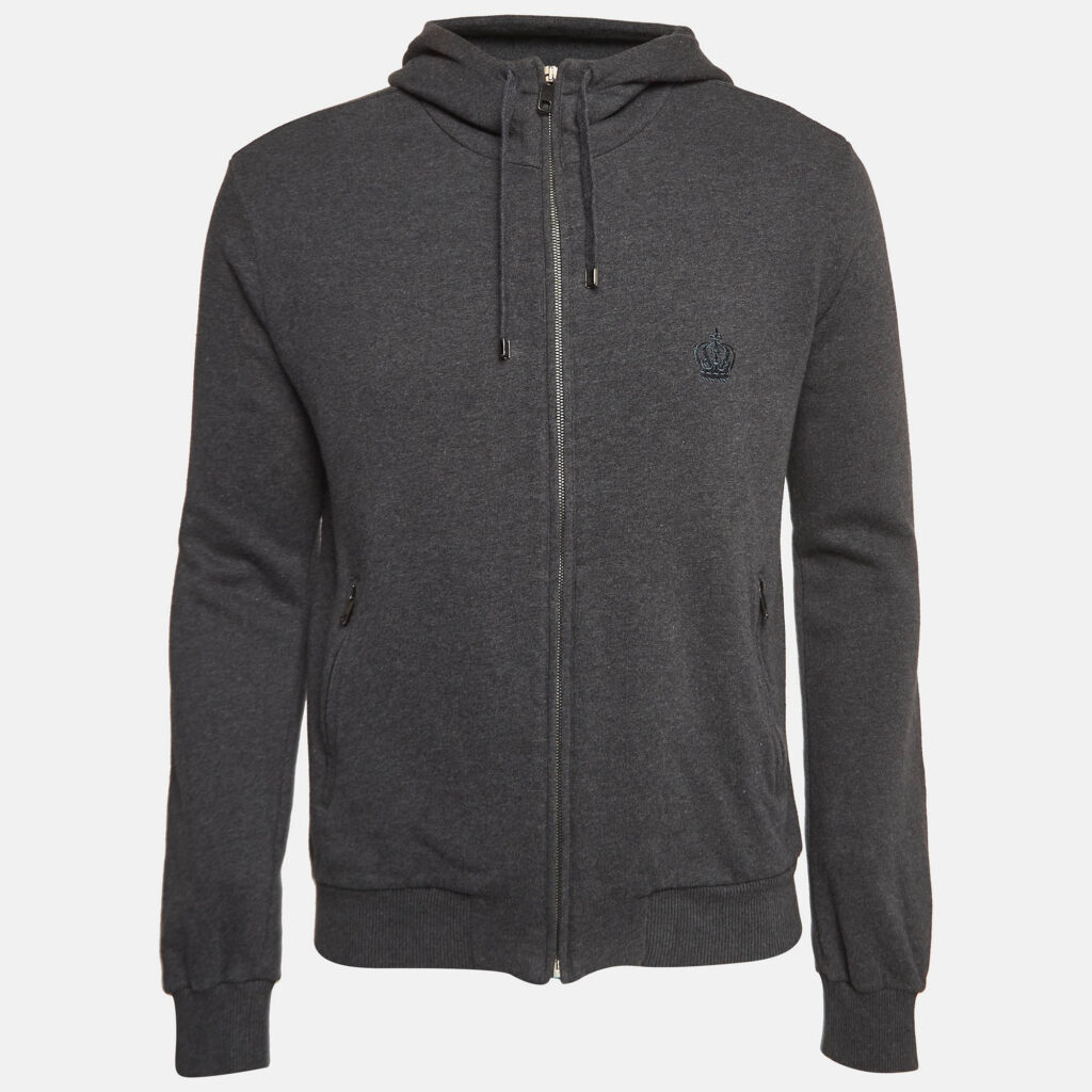 Dolce & Gabbana Grey Cotton Knit Hoodie S Dolce & Gabbana Grey Cotton Knit Hoodie S