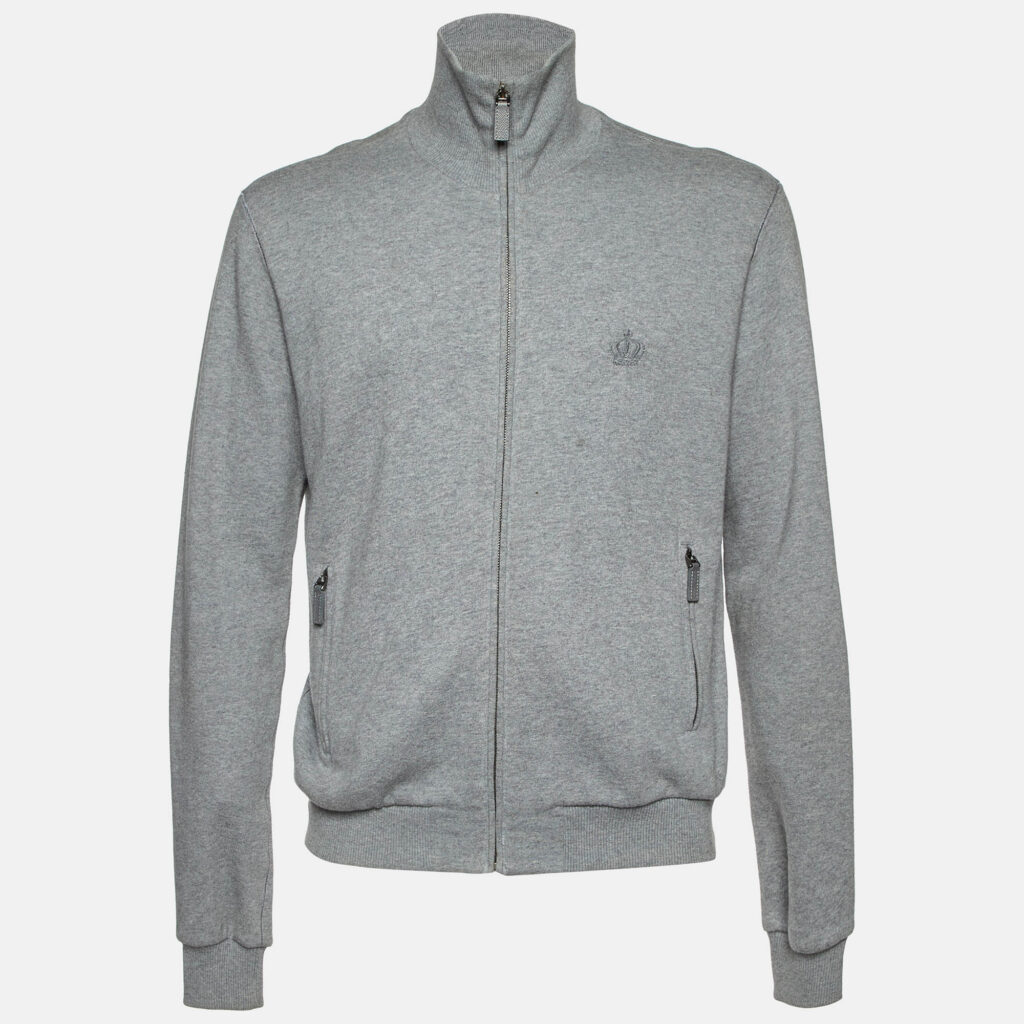 Dolce & Gabbana Grey Cotton Zip Up Jacket M