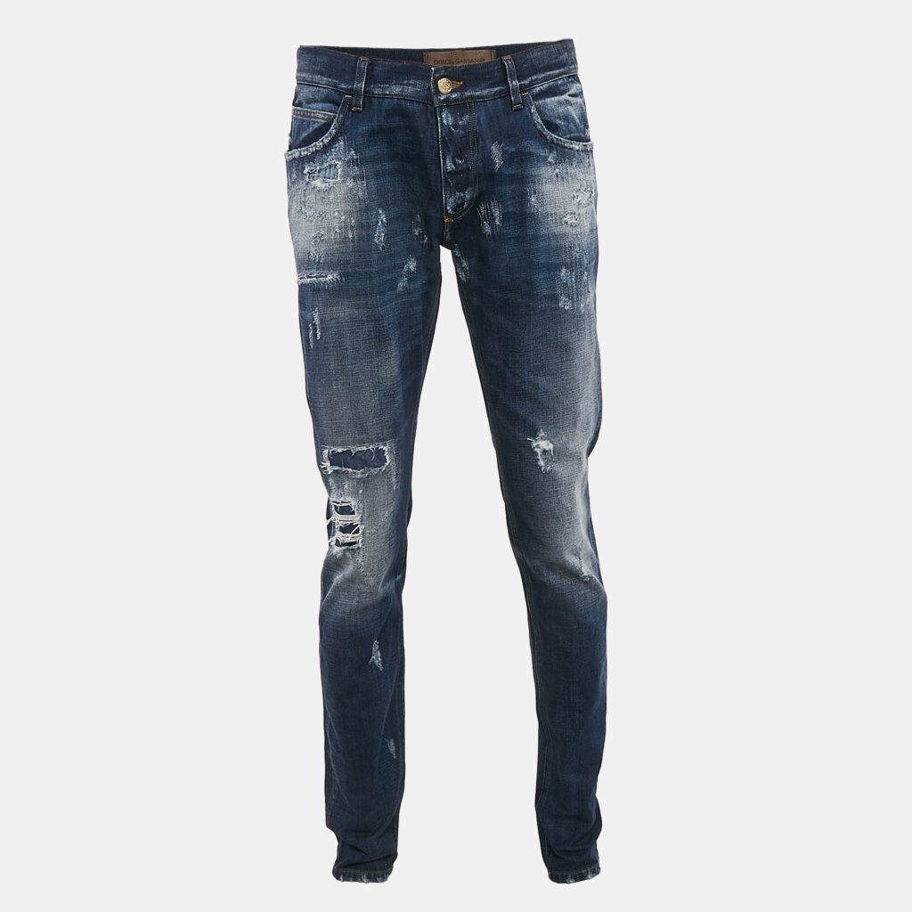 Dolce & Gabbana Blue Distressed Denim Jeans L Waist 35" Dolce & Gabbana Blue Distressed Denim Jeans L Waist 35"
