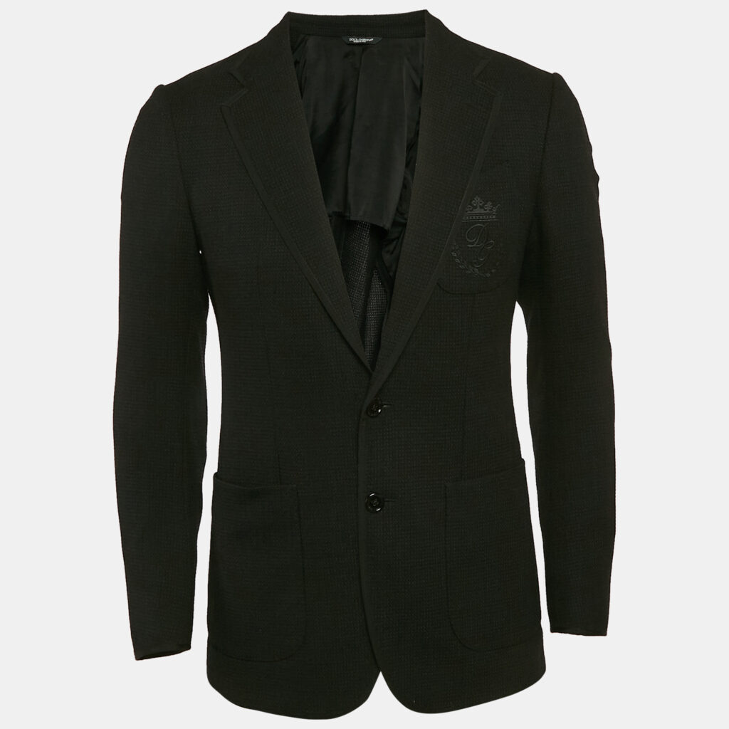 Dolce & Gabbana Black Textured Wool Single Breasted Blazer XS Dolce & Gabbana Black Textured Wool Single Breasted Blazer XS
