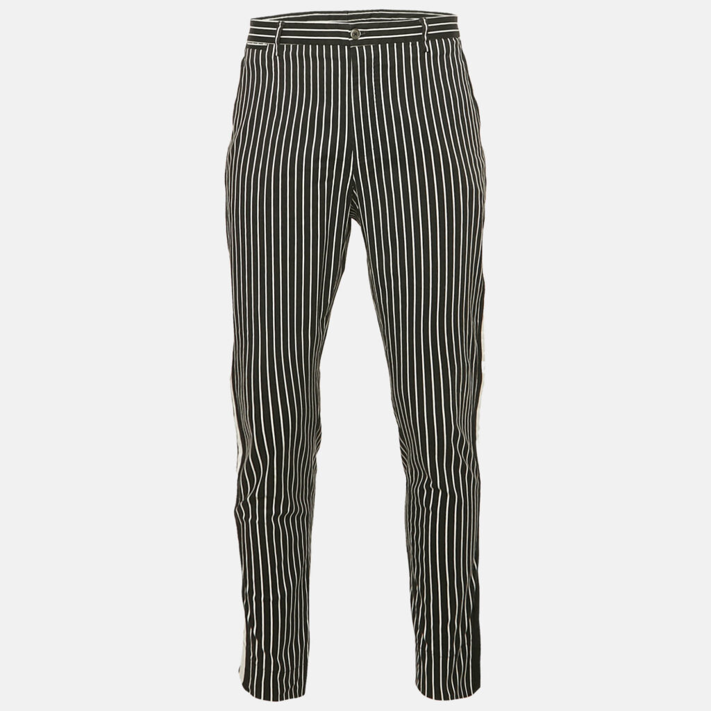luxury-men-dolcegabbana-used-clothes-p1161703-003-1.jpg Dolce & Gabbana Black Stripe Cotton Contrast Trimmed Trousers XXL
