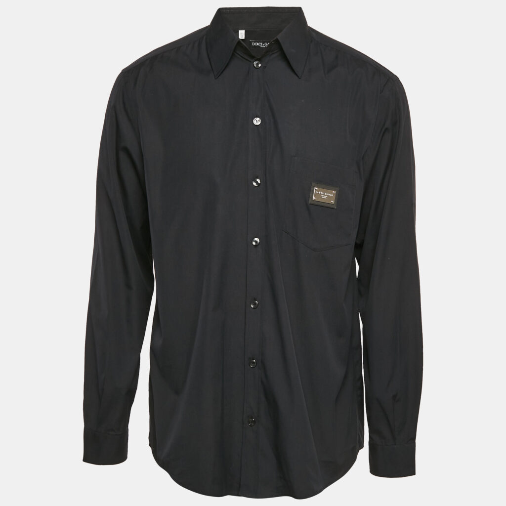 Dolce & Gabbana Black Cotton Long Sleeve Shirt L Dolce & Gabbana Black Cotton Long Sleeve Shirt L