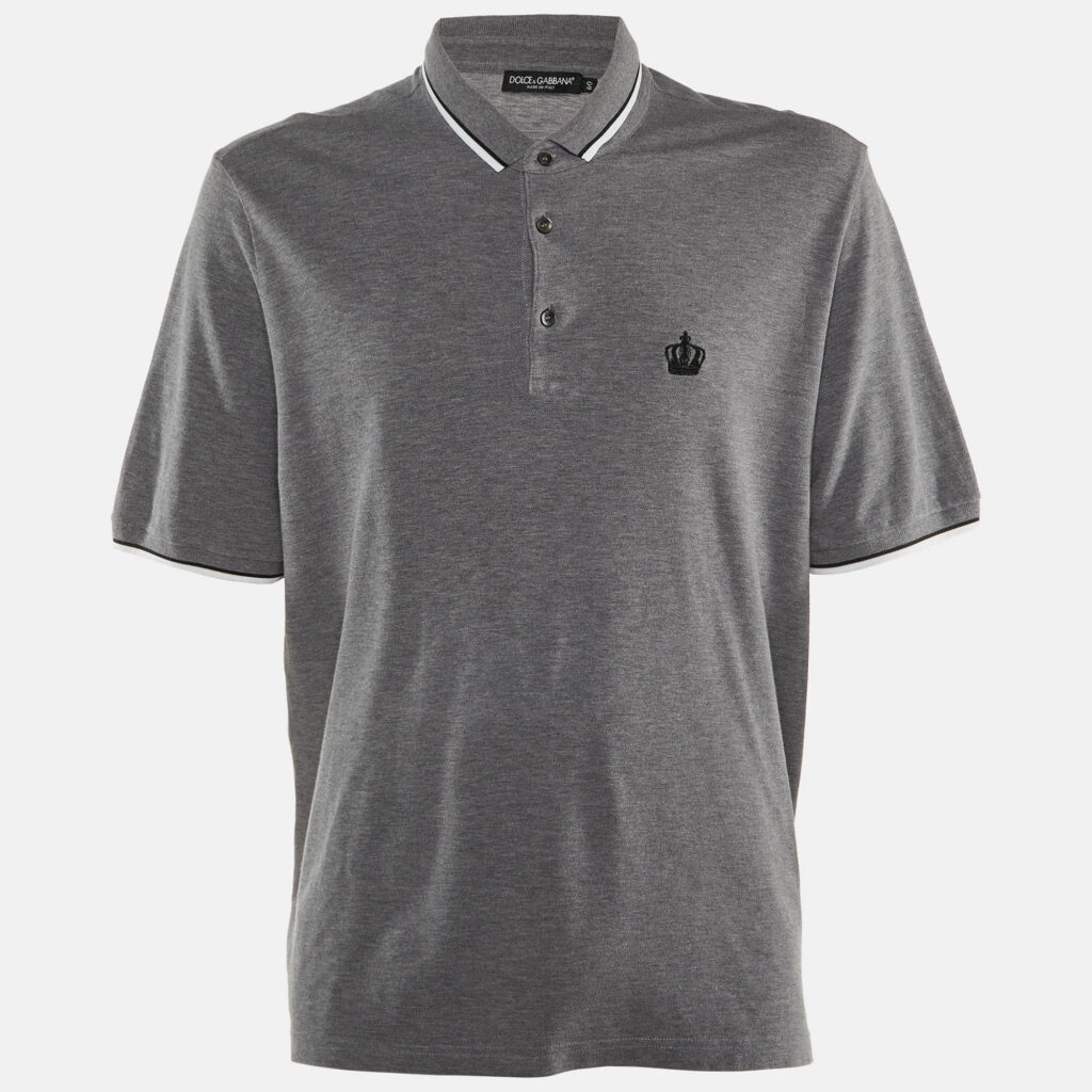 luxury-men-dolcegabbana-used-clothes-p1169288-002-1.jpg Dolce & Gabbana Grey Cotton Polo T-Shirt 5XL