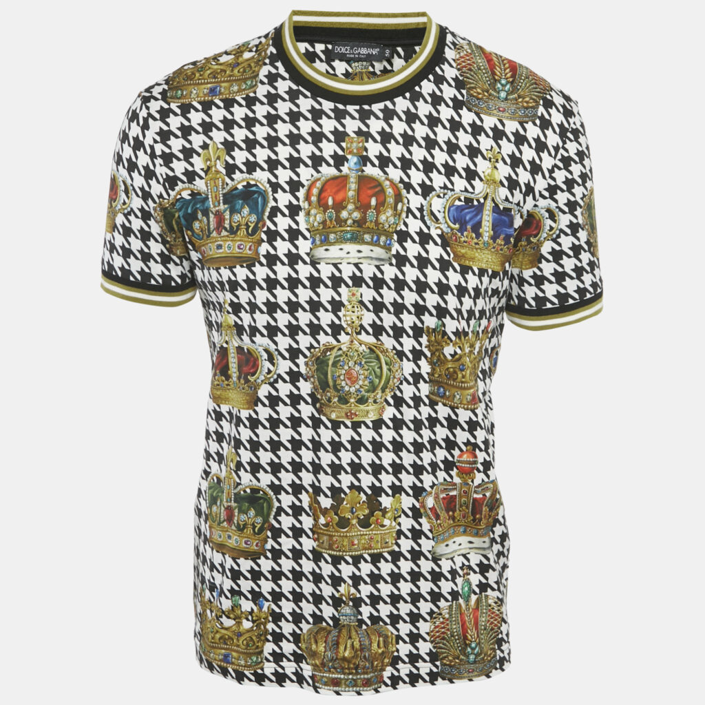 luxury-men-dolcegabbana-used-clothes-p1169734-006-1.jpg Dolce & Gabbana Black Crown Print Cotton T-Shirt L