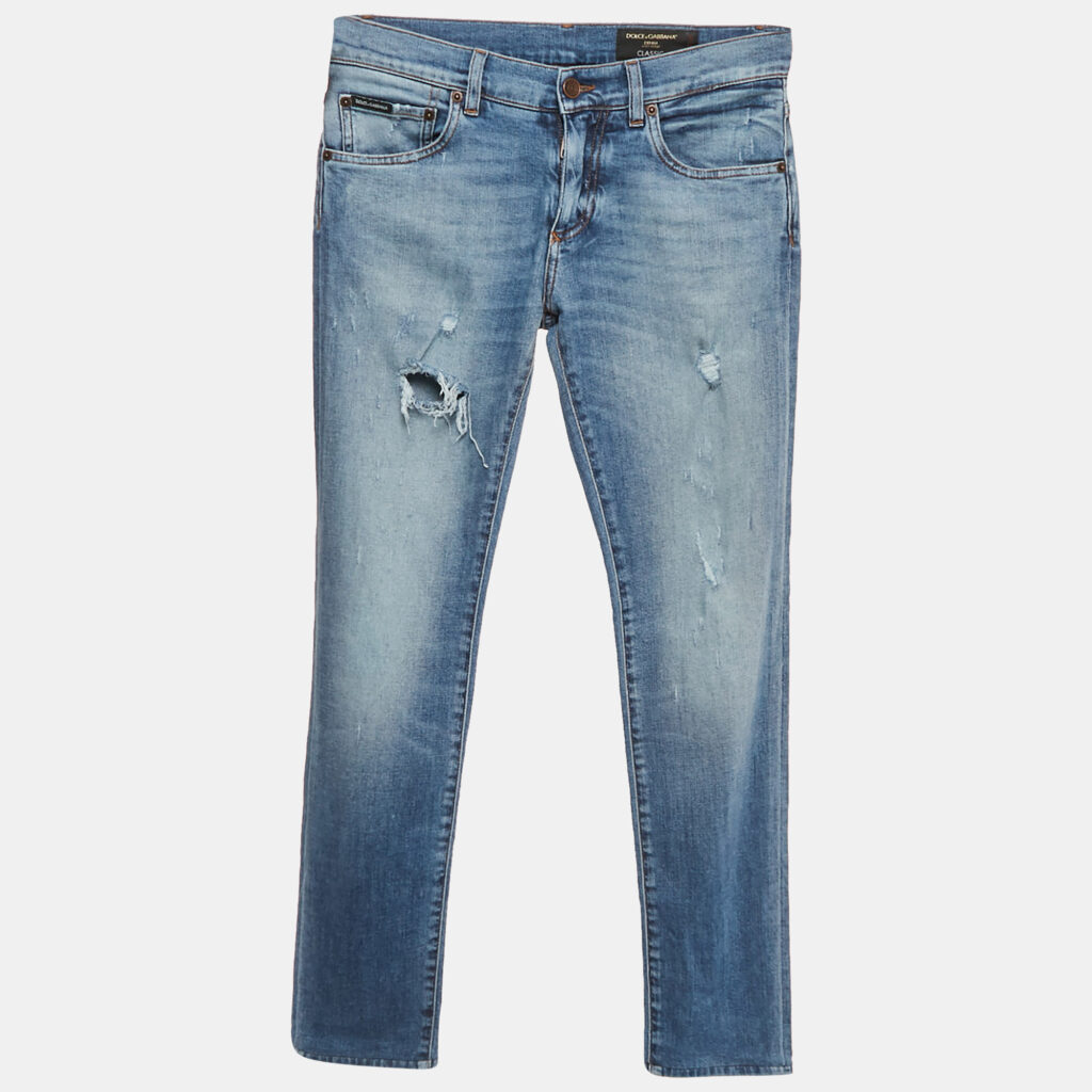 Dolce & Gabbana Blue Distressed Denim Classic Jeans M Waist 32"