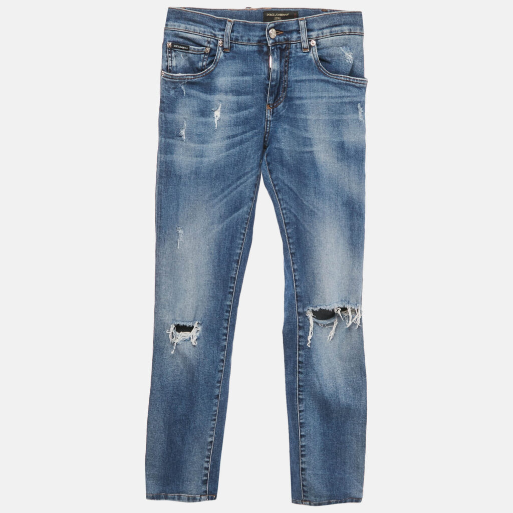 Dolce & Gabbana Blue Distressed Denim Classic Jeans S