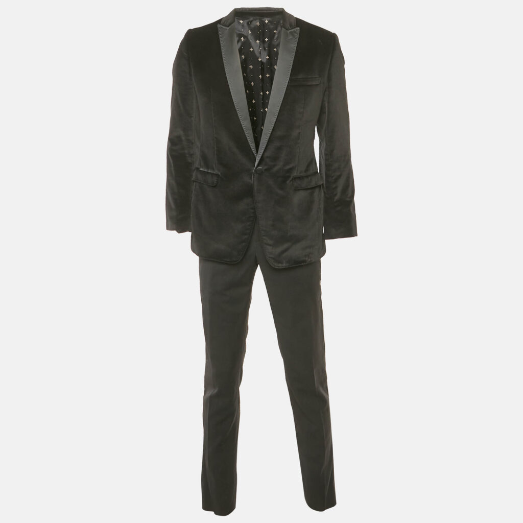 Dolce & Gabbana Black Velvet Brad Suit M