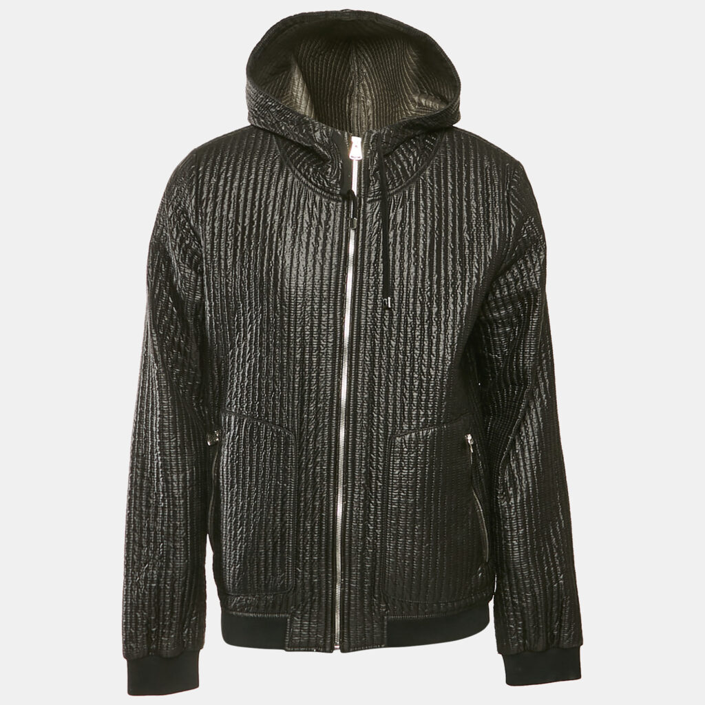 Dolce & Gabbana Black Quilted Nylon Zip Front Hooded Jacket XXXL