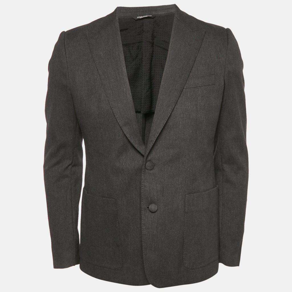 Dolce & Gabbana Dark Grey Denim Single Breasted Blazer L Dolce & Gabbana Dark Grey Denim Single Breasted Blazer L