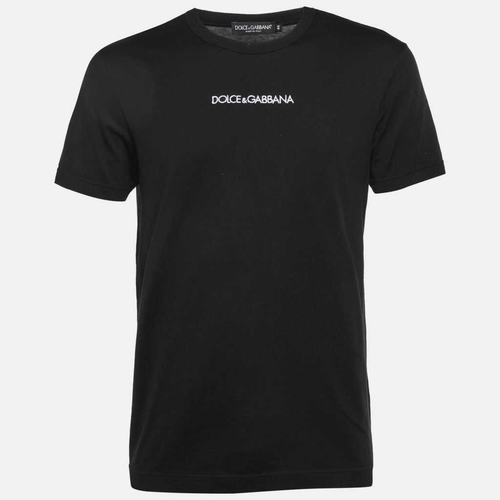 Dolce & Gabbana Black Logo Embroidered Cotton Crew Neck T-Shirt S Dolce & Gabbana Black Logo Embroidered Cotton Crew Neck T-Shirt S
