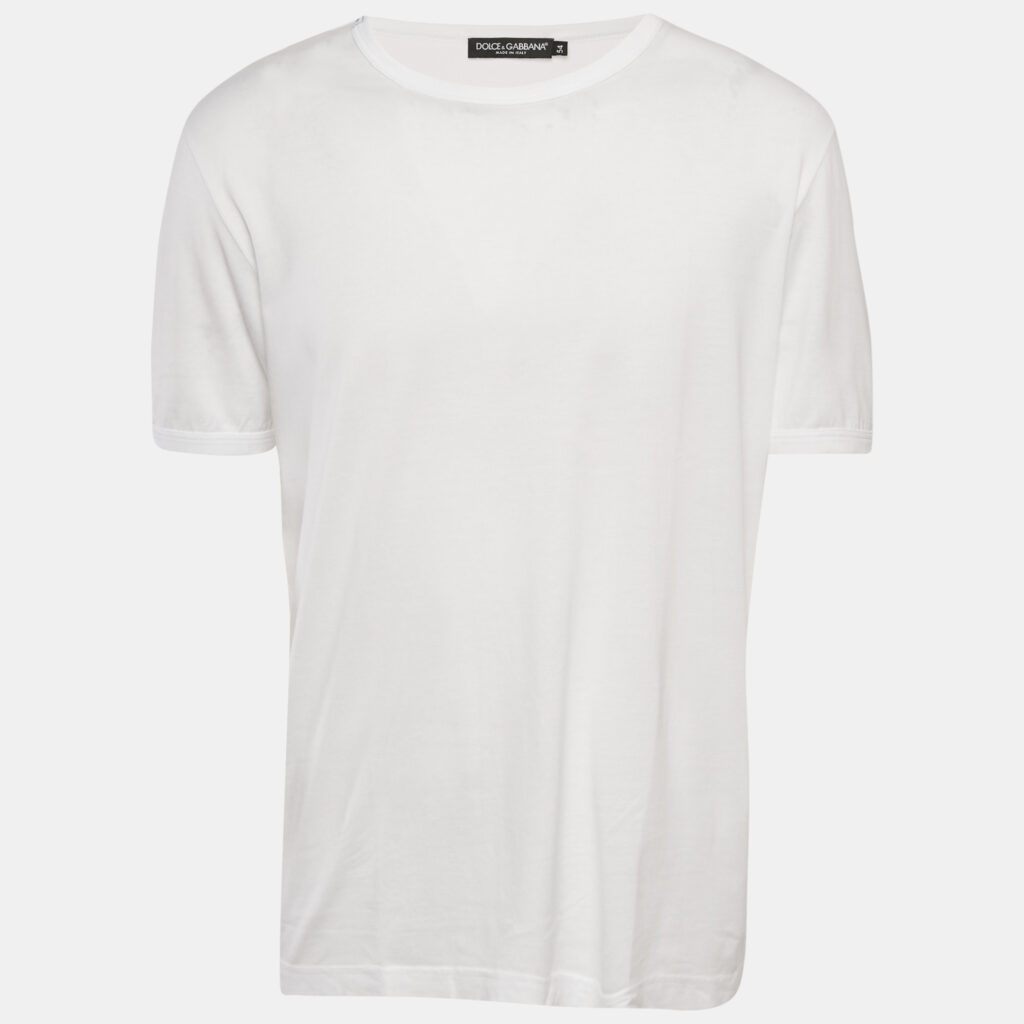 Dolce & Gabbana White Cotton Jersey Crewneck T-Shirt XXL