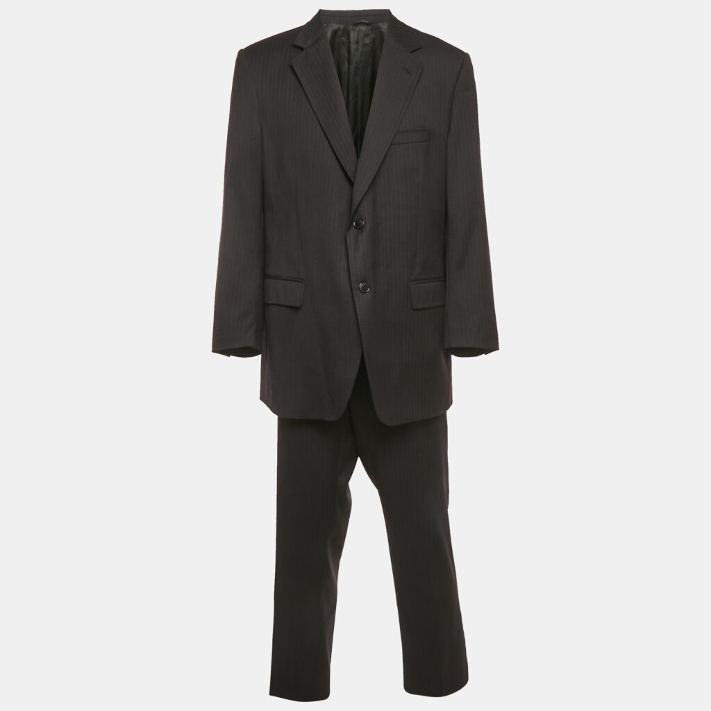 Dolce & Gabbana Brown Striped Wool Single Breasted Suit 4XL Dolce & Gabbana Brown Striped Wool Single Breasted Suit 4XL