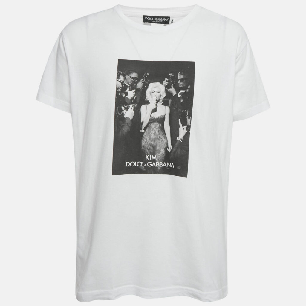 Dolce & Gabbana x Kim White Printed Jersey T-Shirt XL