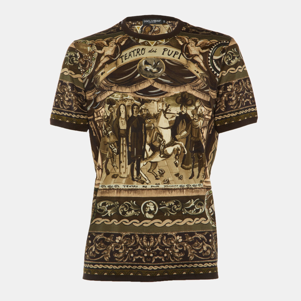 Dolce & Gabbana Brown Teatro Dei Pupi Print Cotton T-Shirt XXXL Dolce & Gabbana Brown Teatro Dei Pupi Print Cotton T-Shirt XXXL
