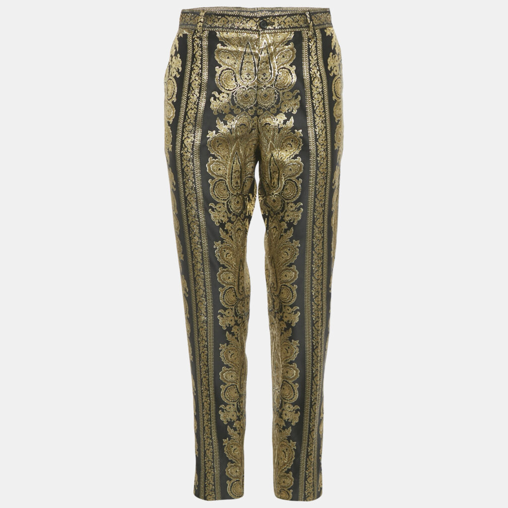 Dolce & Gabbana Black /Gold Jacquard Trousers M Dolce & Gabbana Black /Gold Jacquard Trousers M