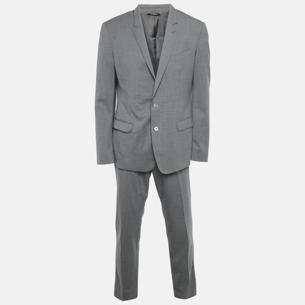Dolce & Gabbana Grey Wool Tailored Martini Pants Suit XL