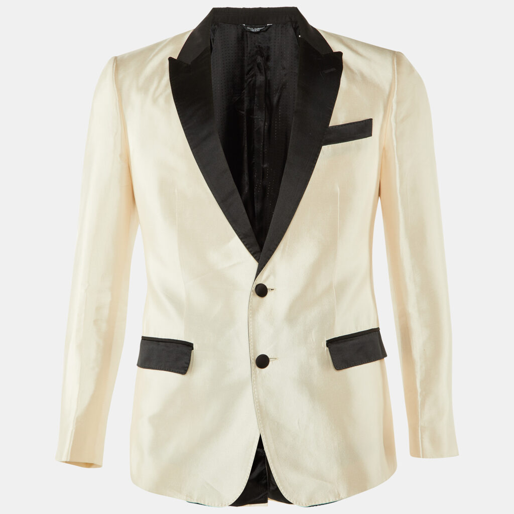 Dolce & Gabbana Ivory Silk Tailored Martini Jacket S Dolce & Gabbana Ivory Silk Tailored Martini Jacket S