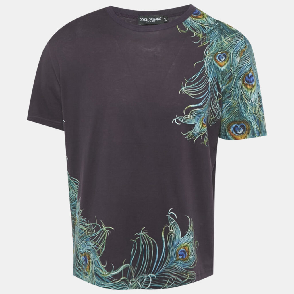 Dolce & Gabbana Purple Peacock Print Jersey T-Shirt XXXL Dolce & Gabbana Purple Peacock Print Jersey T-Shirt XXXL