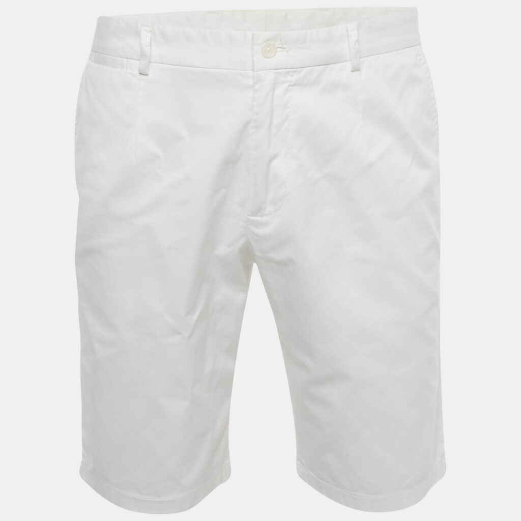 Dolce & Gabbana White DG Embroidery Stretch Cotton Shorts L Dolce & Gabbana White DG Embroidery Stretch Cotton Shorts L