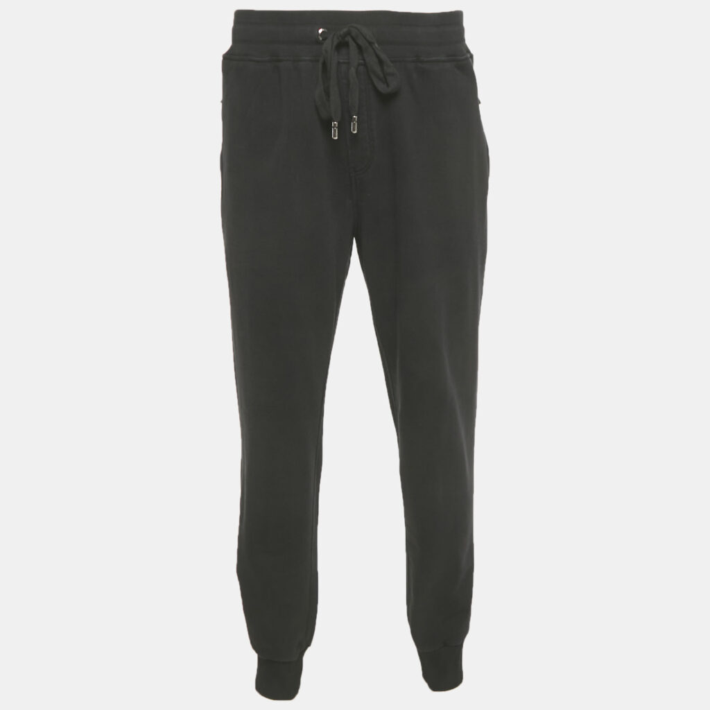 luxury-men-dolcegabbana-used-clothes-p1225939-001.jpg Dolce & Gabbana Black Cotton Logo Plaque Detail Jogger 4XL