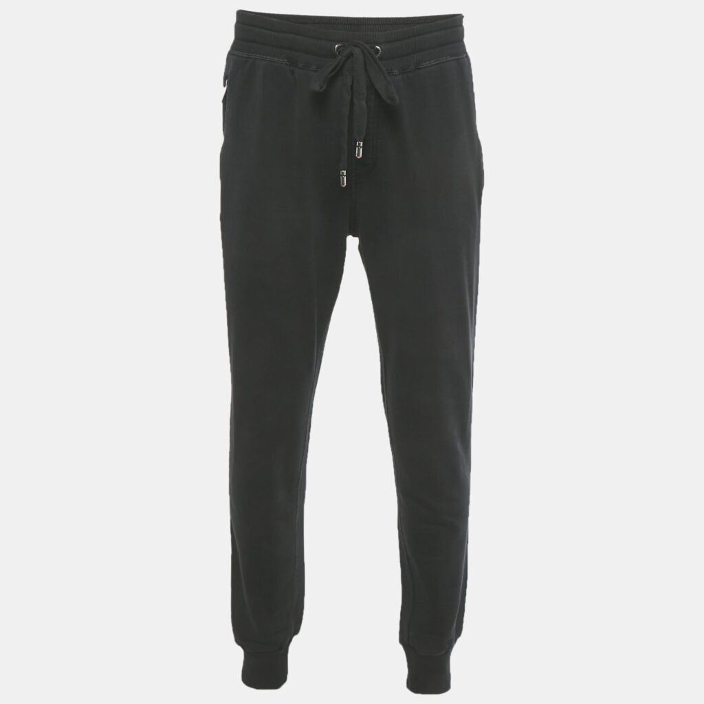 Dolce & Gabbana Black Cotton Logo Plaque Detail Joggers 3XL Dolce & Gabbana Black Cotton Logo Plaque Detail Joggers 3XL