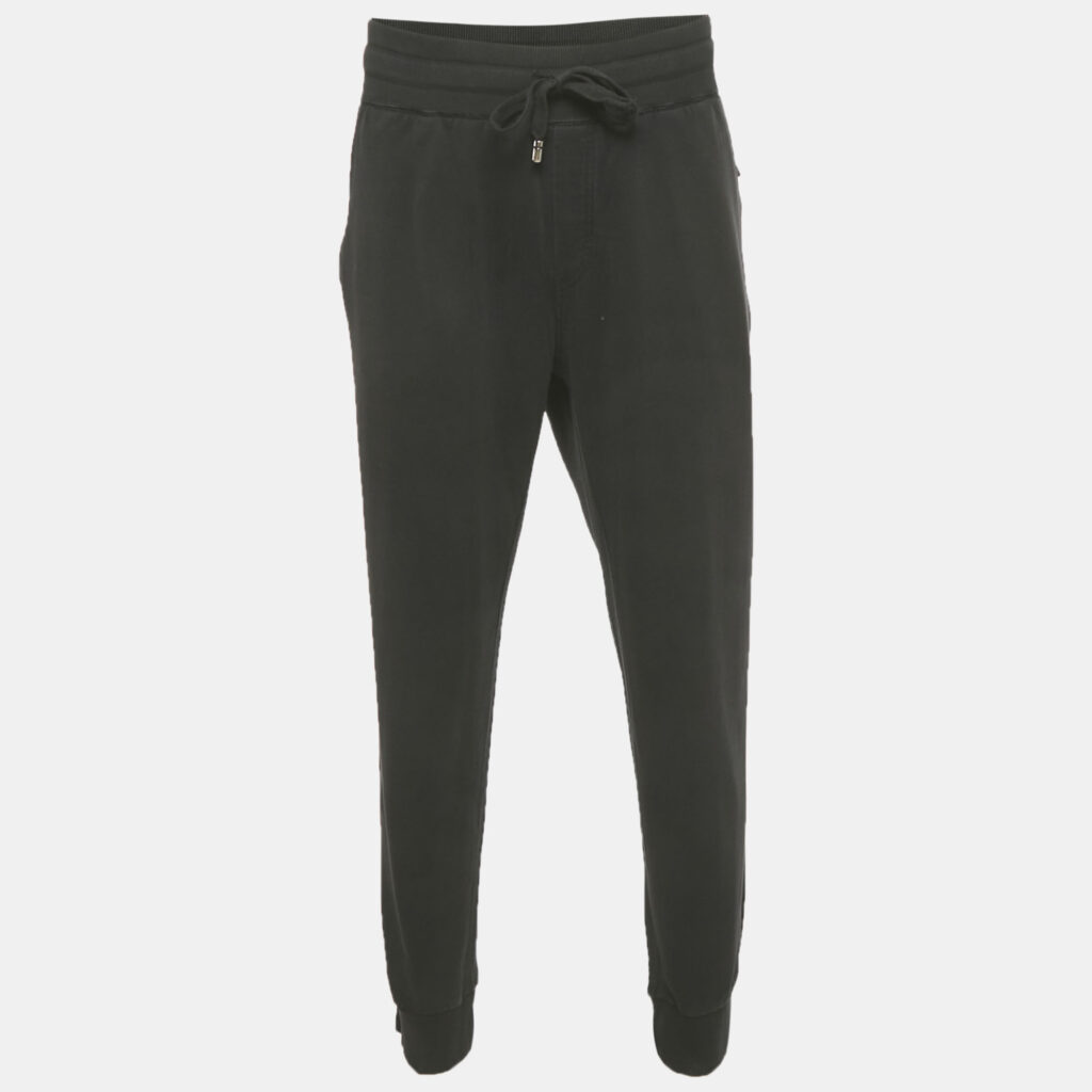 Dolce & Gabbana Black Cotton Logo Plaque Joggers 4XL Dolce & Gabbana Black Cotton Logo Plaque Joggers 4XL