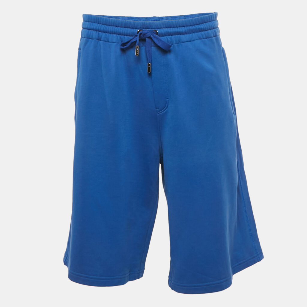 Dolce & Gabbana Blue Cotton Logo Embroidered Shorts XL Dolce & Gabbana Blue Cotton Logo Embroidered Shorts XL