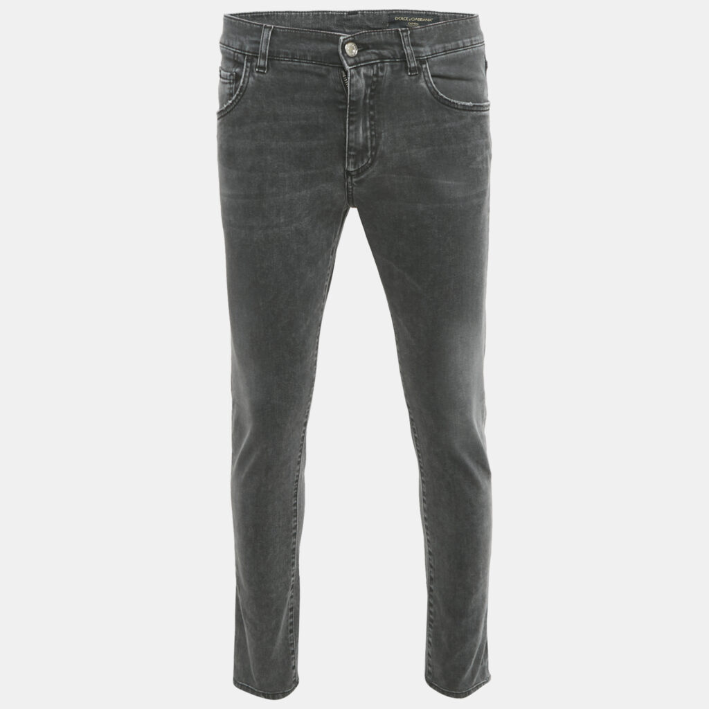luxury-men-dolcegabbana-used-clothes-p1248138-006-1.jpg Dolce & Gabbana Black Faded Denim Slim Fit Jeans M/Waist 32"