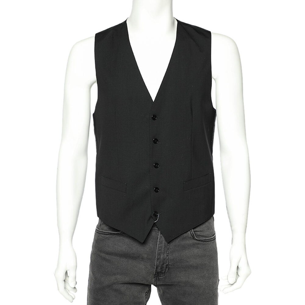 Dolce & Gabbana Black Wool Sleeveless Vest M Dolce & Gabbana Black Wool Sleeveless Vest M