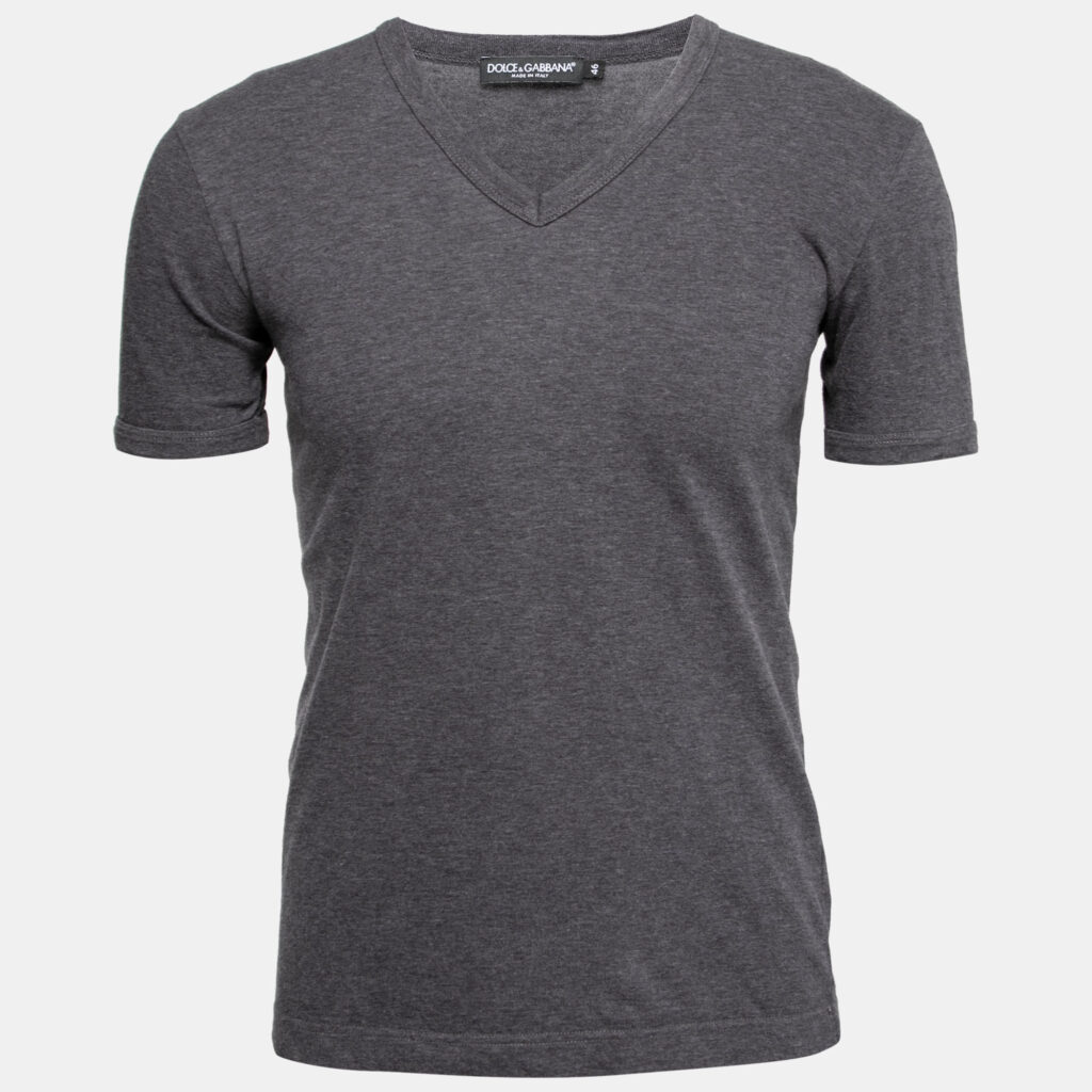 Dolce & Gabbana Grey Cotton Short Sleeve V-Neck T-Shirt S Dolce & Gabbana Grey Cotton Short Sleeve V-Neck T-Shirt S