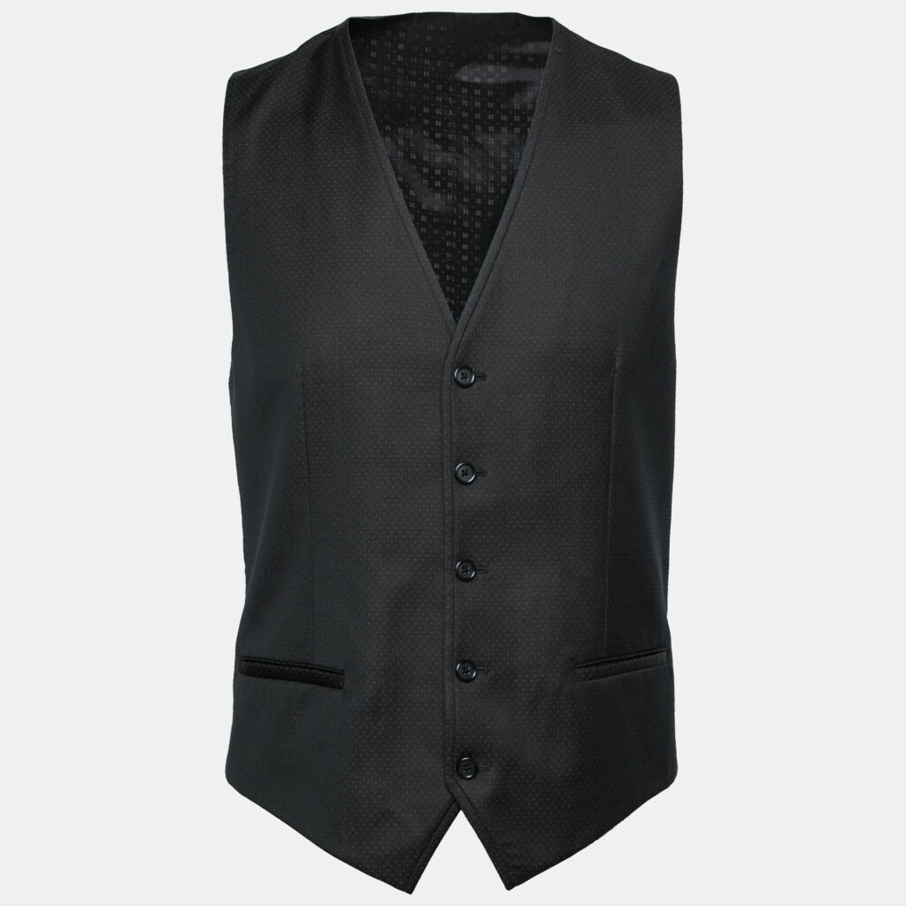 Dolce & Gabbana Black Polka Dotted Wool Waistcoat M Dolce & Gabbana Black Polka Dotted Wool Waistcoat M