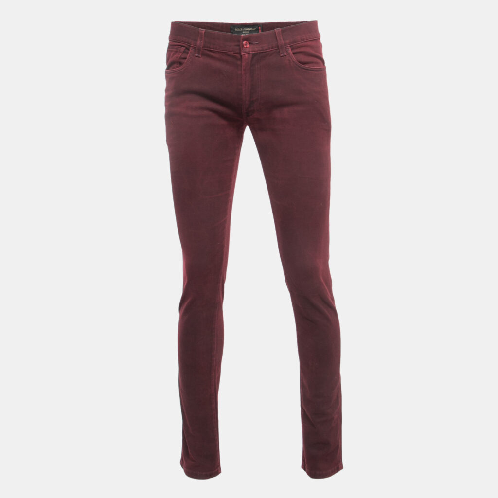 Dolce & Gabbana Burgundy Denim 14 Stretch Jeans M Waist 34" Dolce & Gabbana Burgundy Denim 14 Stretch Jeans M Waist 34"