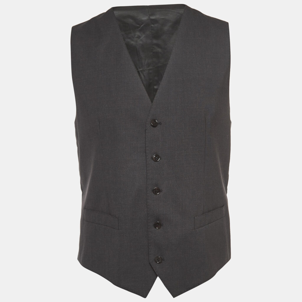 Dolce & Gabbana Charcoal Grey Wool Tailored Waistcoat M Dolce & Gabbana Charcoal Grey Wool Tailored Waistcoat M