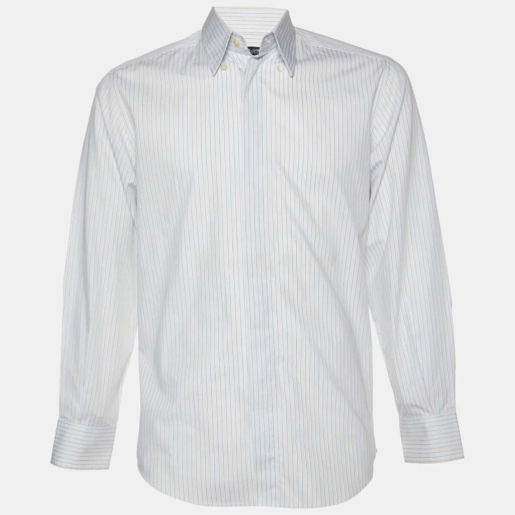 Dolce & Gabbana Light Blue Pinstripe Cotton Shirt M Dolce & Gabbana Light Blue Pinstripe Cotton Shirt M
